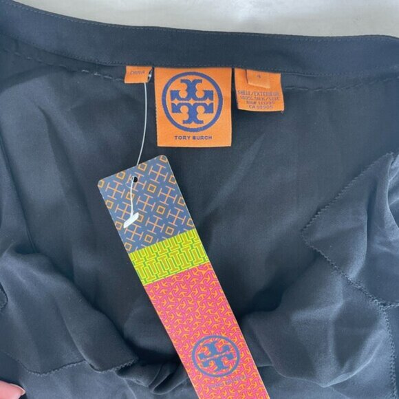 Tory Burch Alva Ruffle Sleeveless Tank Top Blouse Black 4 - Picture 6 of 6